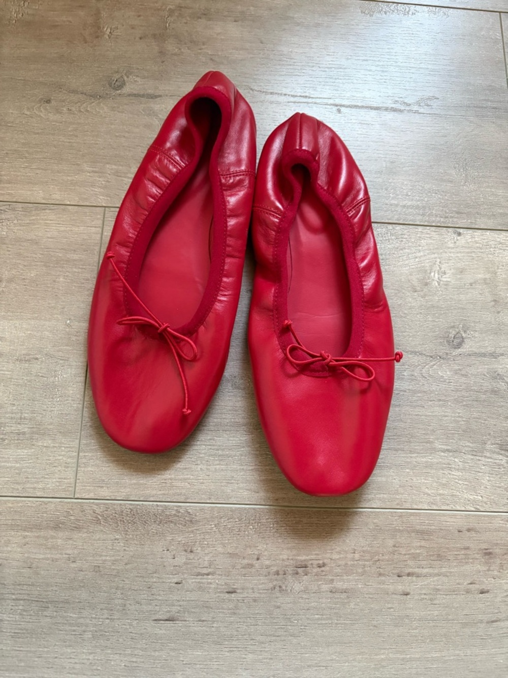Mango Red Leather Ballet Flats